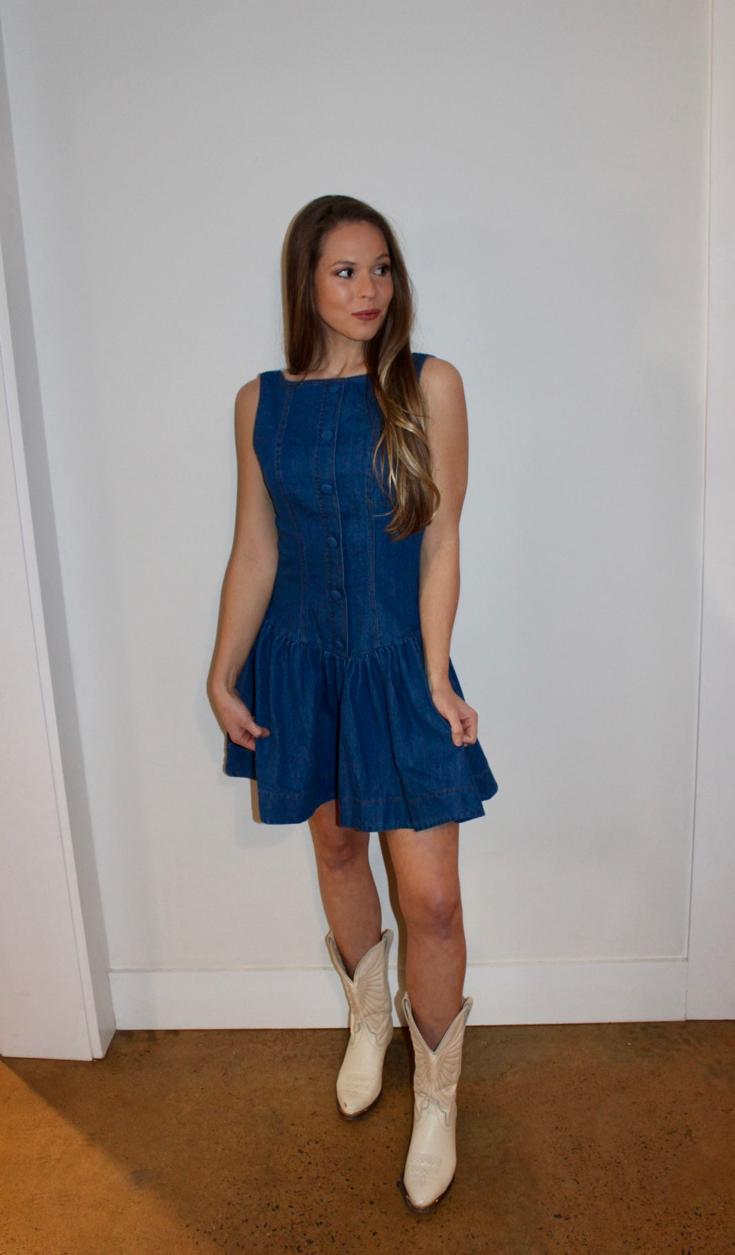 Denim Front Mini Dress