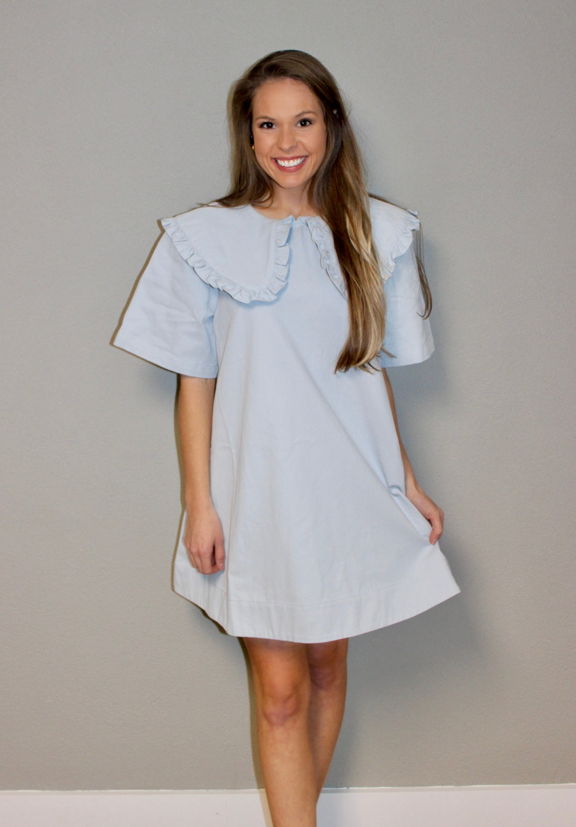 LIGHT BLUE PETER PAN COLLAR DRESS
