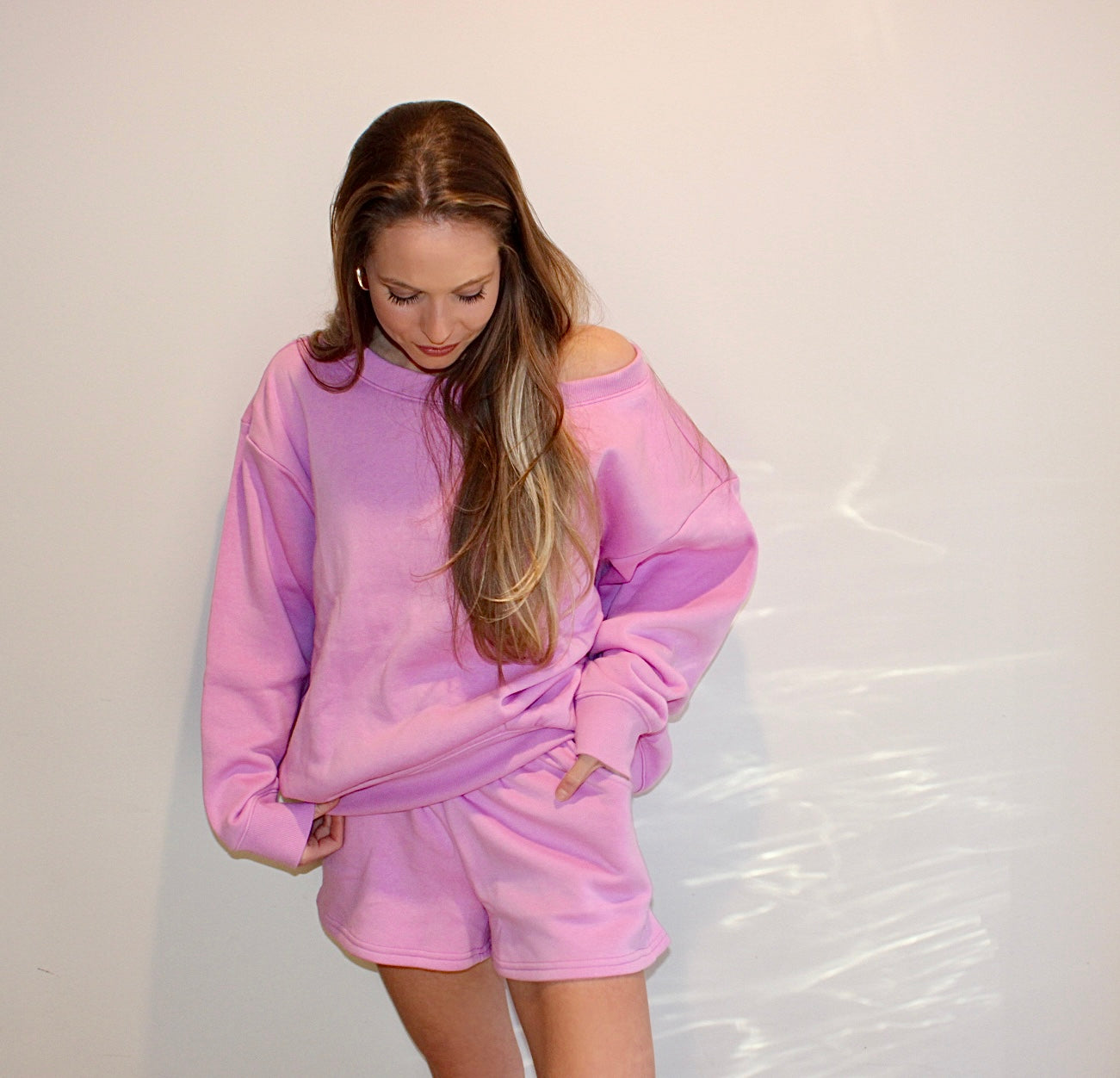 Boat Neck Sweatshirt & Shorts Set