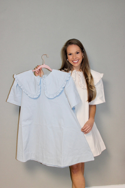 ECRU PETER PAN COLLAR MINI DRESS