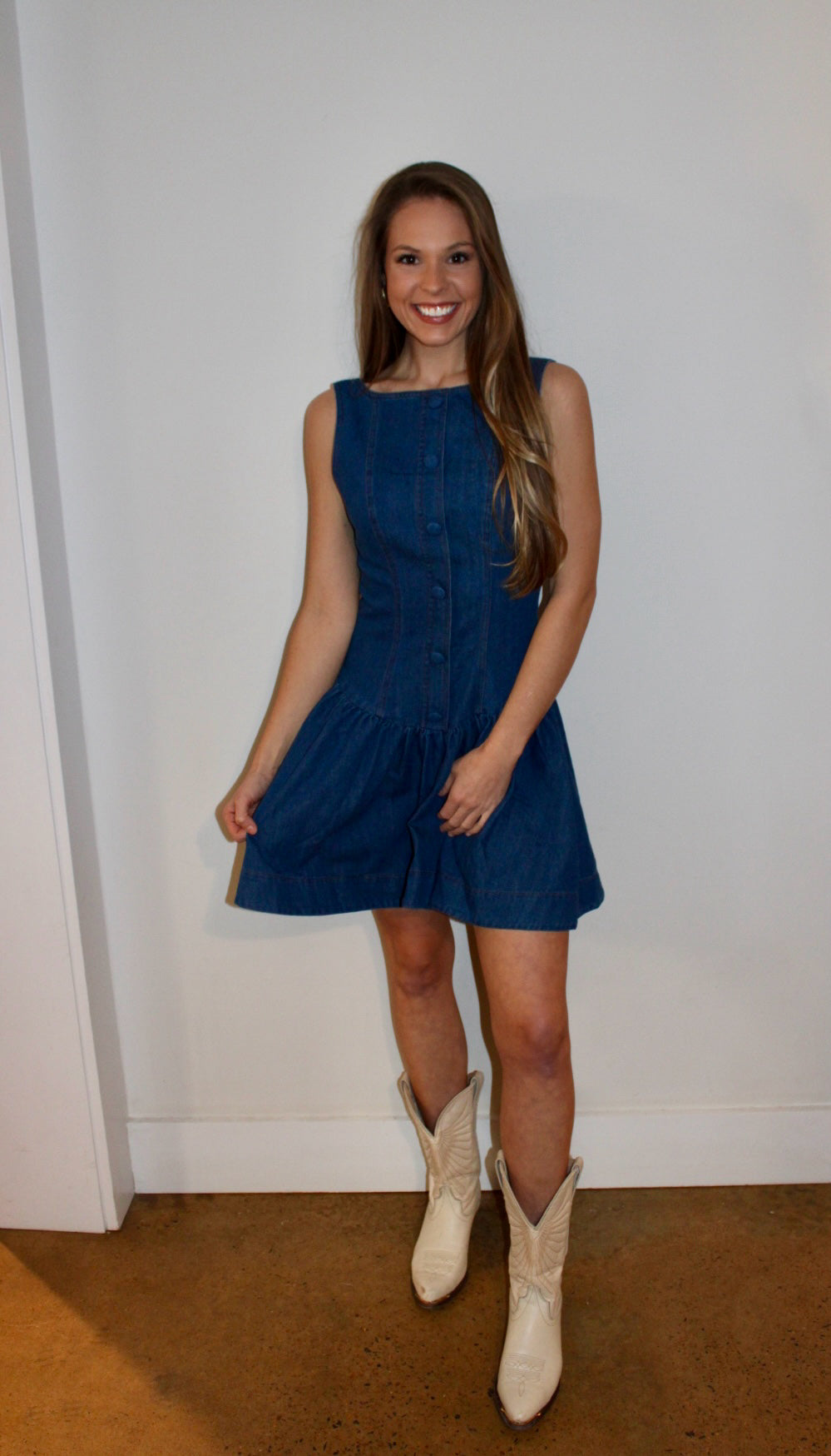 Denim Front Mini Dress