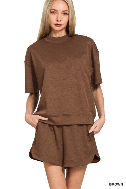 SCUBA HIGH NECK TOP & DOLPHIN SHORTS SET