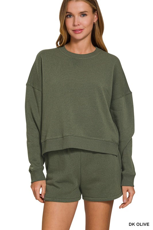 FLEECE LONG SLEEVE SWEATSHIRTS & SHORTS SET