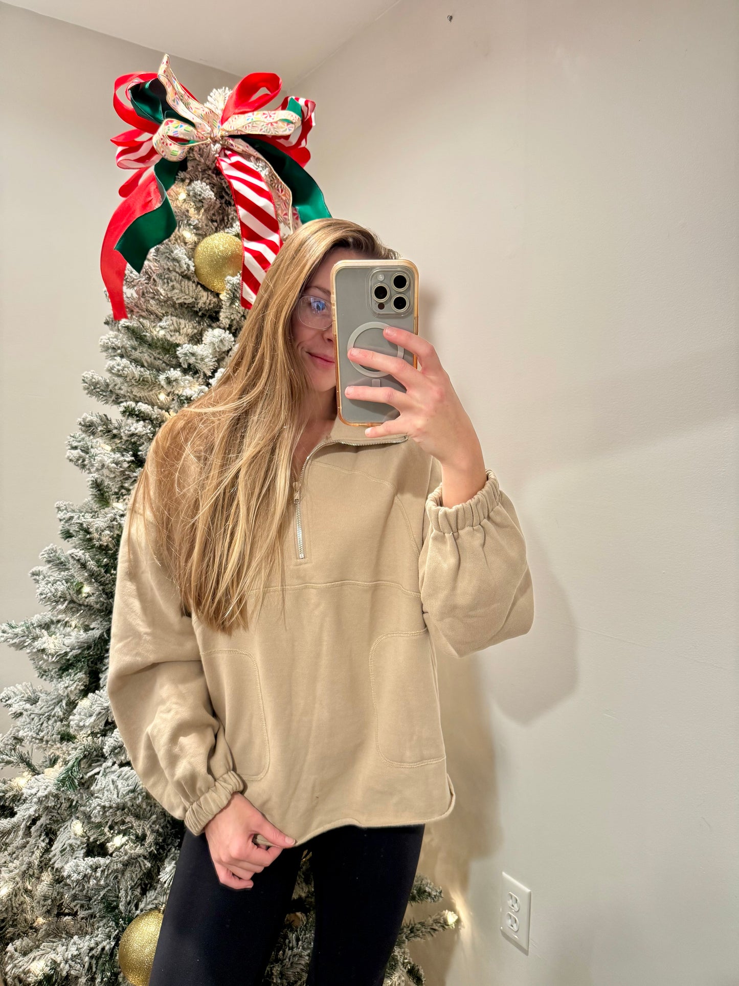 Raelyn Oversized Half-Zip Top