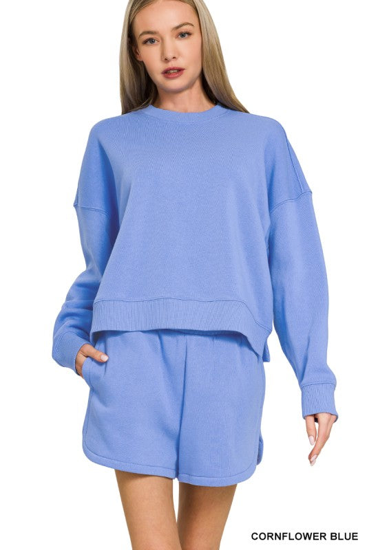 FLEECE LONG SLEEVE SWEATSHIRTS & SHORTS SET