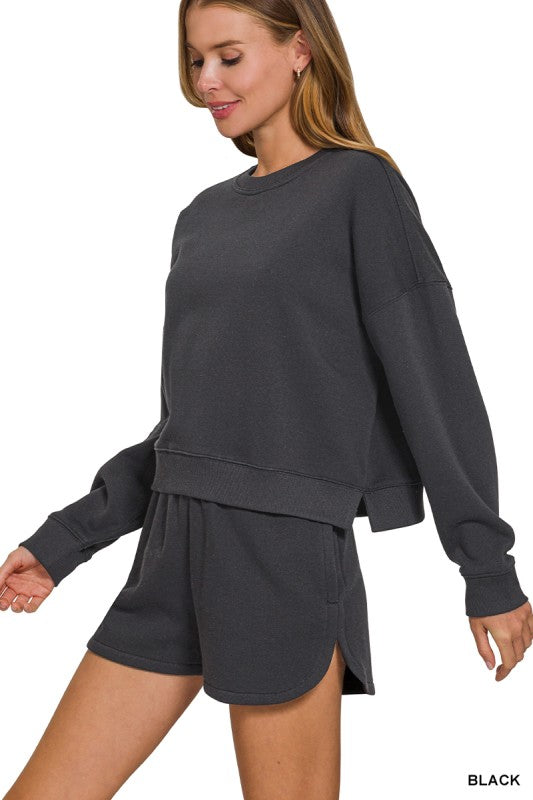 FLEECE LONG SLEEVE SWEATSHIRTS & SHORTS SET