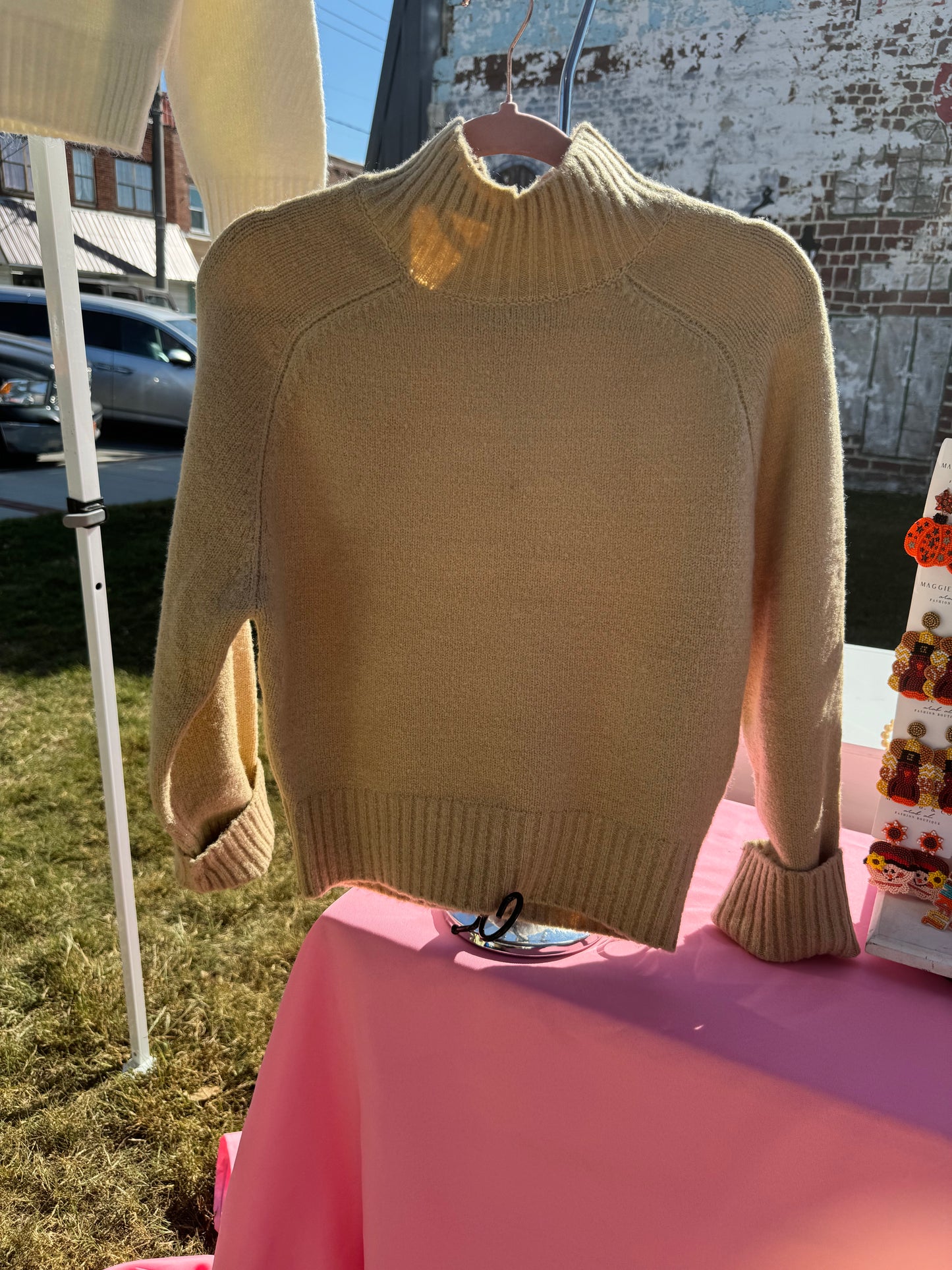 High-Neck Raglan Sleeve Sweater