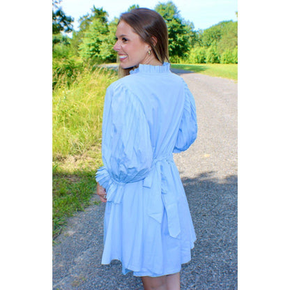 Baby Blue Pleated Dress - Shop5thStreet