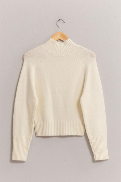 High-Neck Raglan Sleeve Sweater