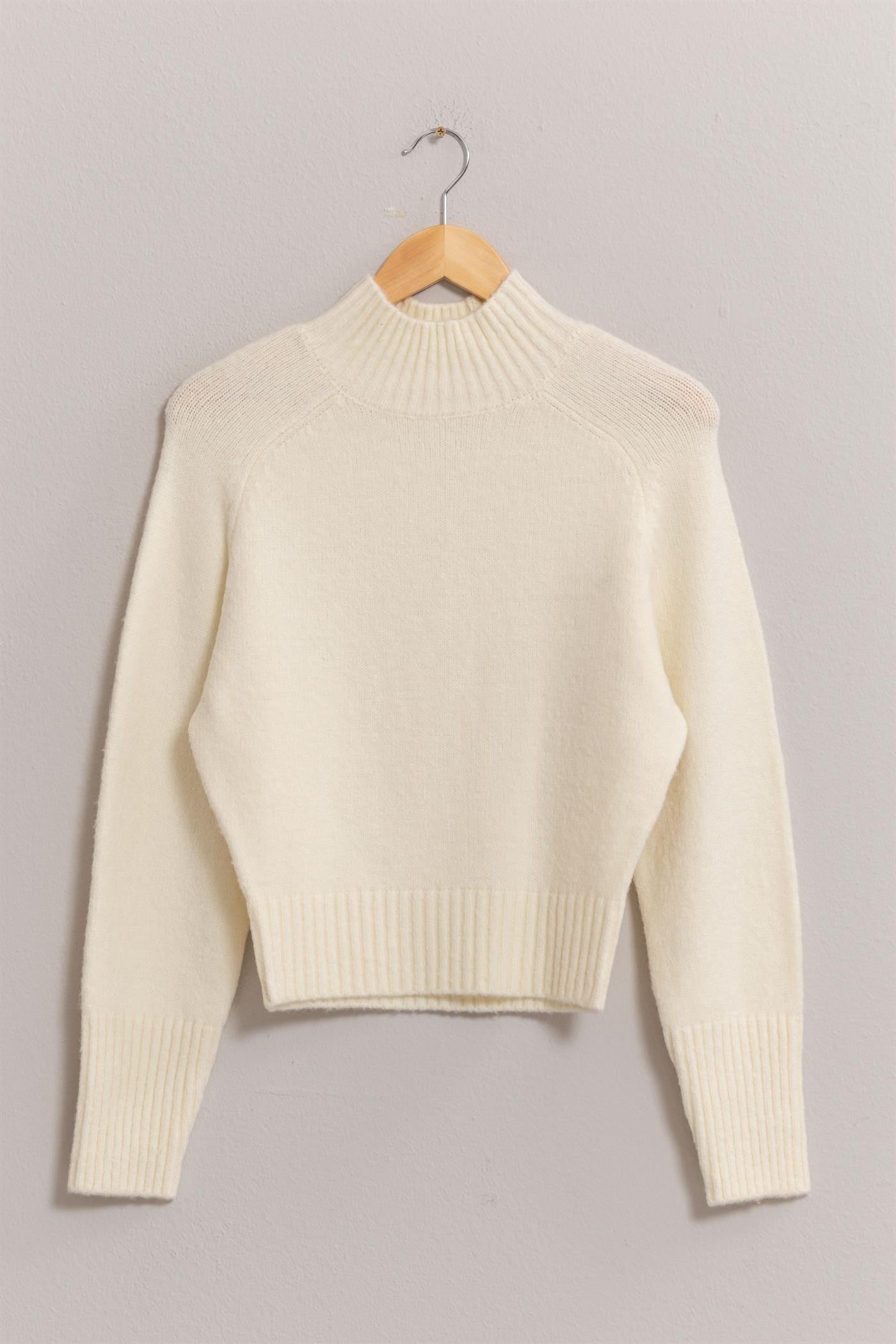 High-Neck Raglan Sleeve Sweater