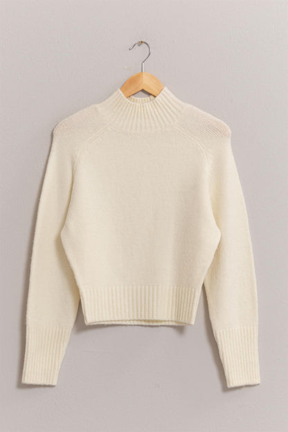 High-Neck Raglan Sleeve Sweater