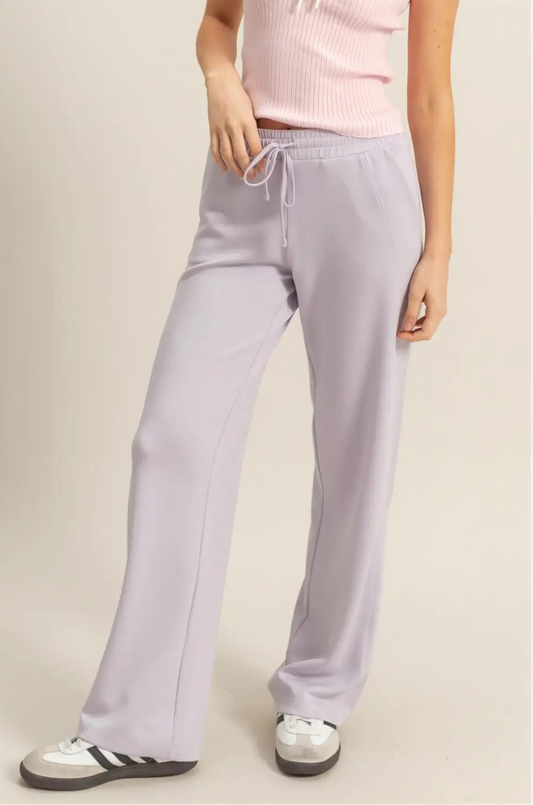 High-Waist Drawstring Straight-Cut Pants