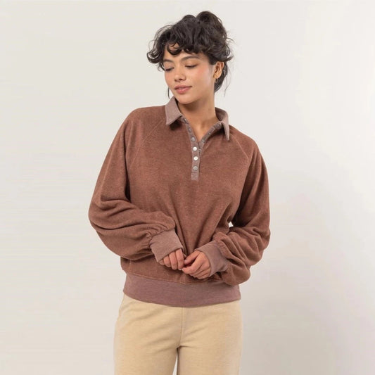 Collared Half-Button Sweatshirt