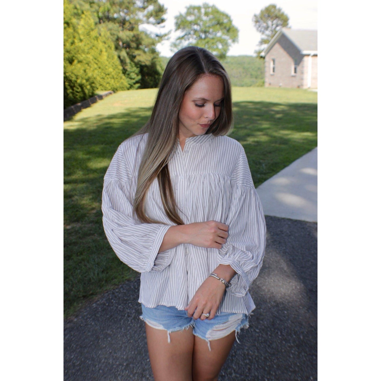 Relaxed Fit Button Down Blouse - Shop5thStreet