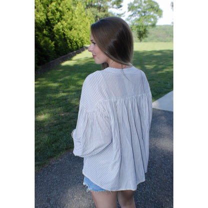 Relaxed Fit Button Down Blouse - Shop5thStreet