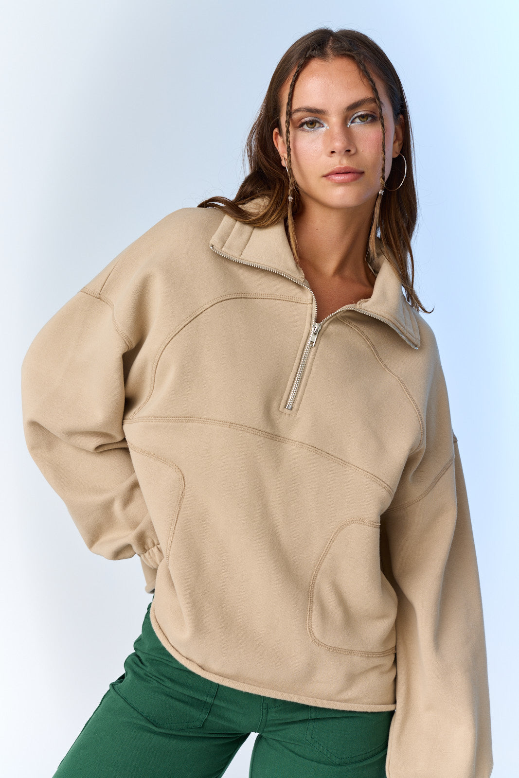 Raelyn Oversized Half-Zip Top