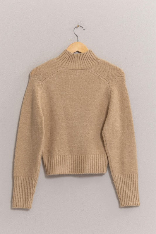 High-Neck Raglan Sleeve Sweater